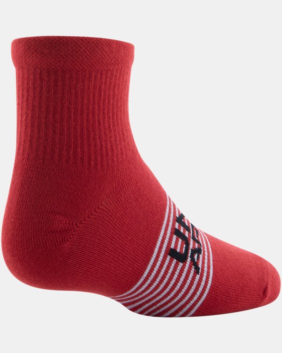 Boys' UA Essential Quarter 6-Pack Socks, Red, pdpMainDesktop image number 3